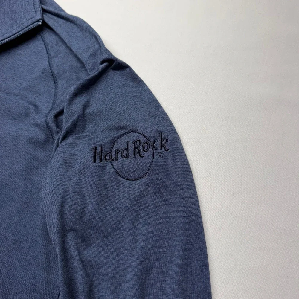 Hard Rock TravisMathew Quarter Zip Pullover Mens M Blue Golf Stretch Pockets